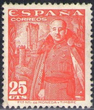 z vendido ESPAÑA 1948 1024 Sello Nuevo General Franco y Castillo de la Mota 25c c/charnela Espana Spain Espagne Spagna Spanje Spanien 